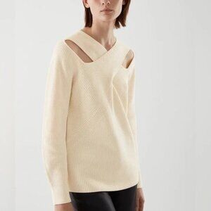 COS Cut-Out Off-White Sweater | Size XS